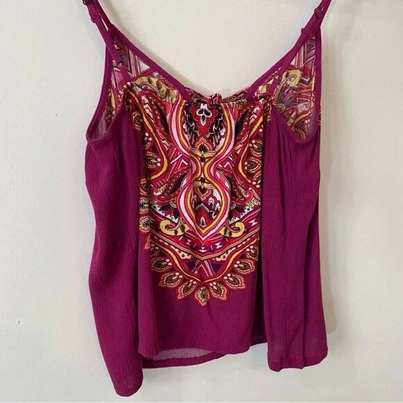 Xhilaration Boho Paisley Print Spaghetti Strap Loose 90s Tank Top Size XS - Picture 8 of 15